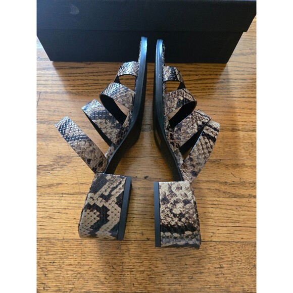 Freda Salvador Ingrid Square Toe Strappy Slide Sandal in Sage Snake Size 6M - Picture 4 of 9